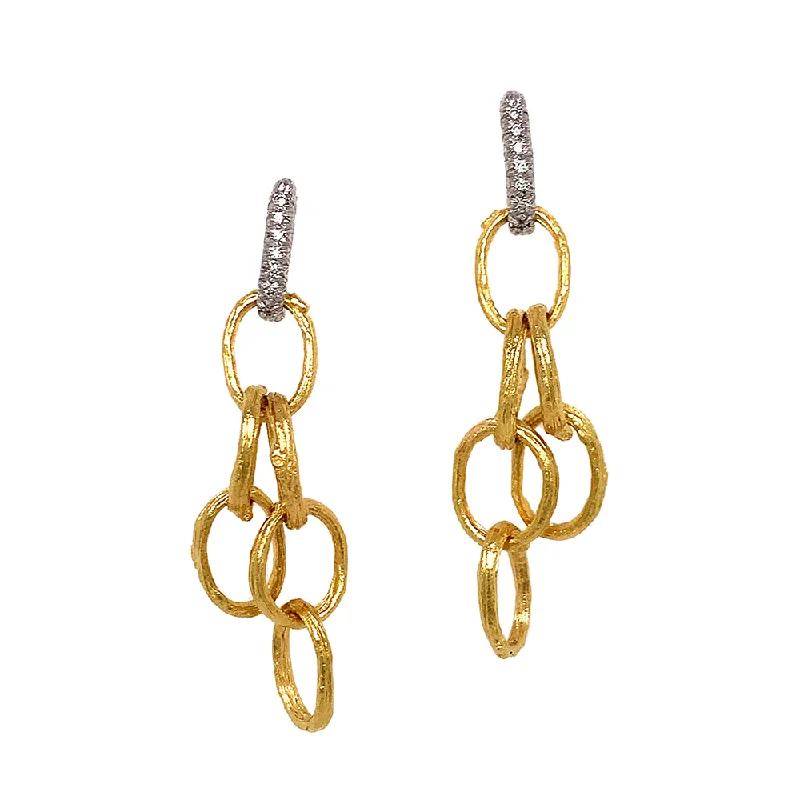 Yellow Gold & Diamond Dangle Earrings - "Open Branch"