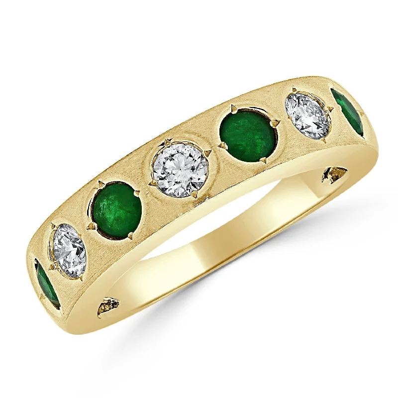 Joelle Emerald & Diamond Band 14K Rose Gold