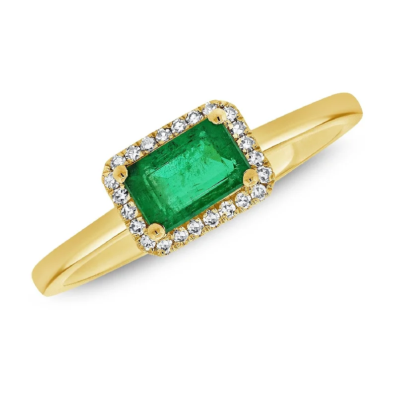 Joelle Emerald & Diamond Ring 14K Yellow Gold