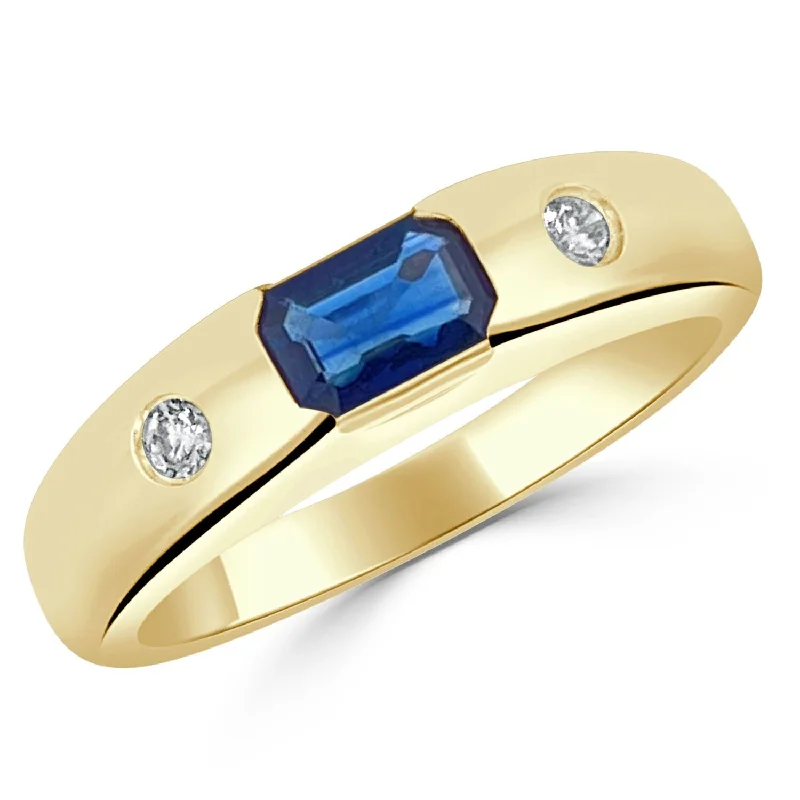 Joelle Sapphire & Diamond Band 14K White Gold