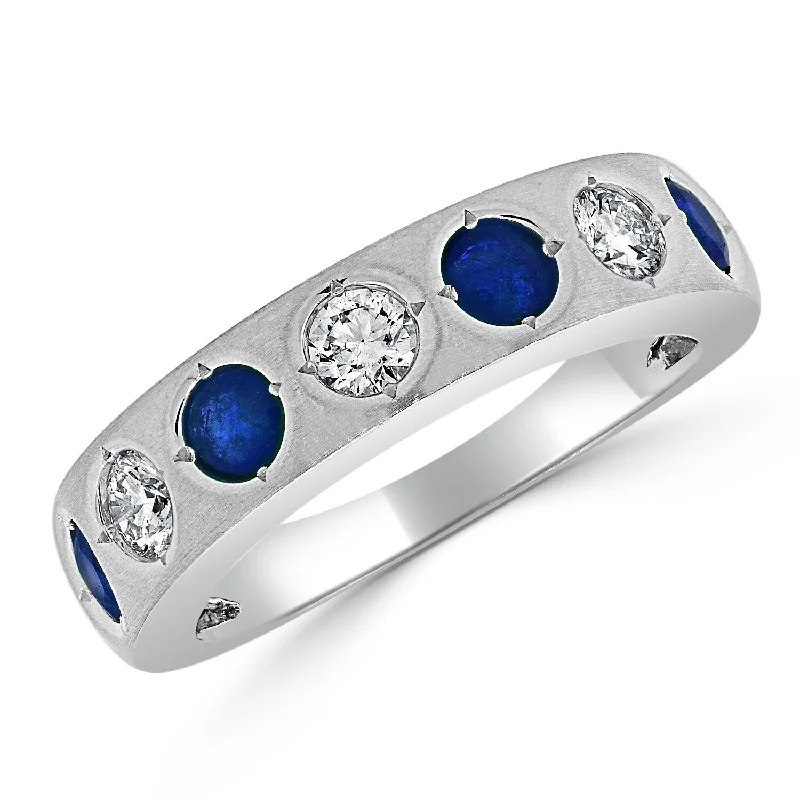 Joelle Sapphire & Diamond Band 14K White Gold