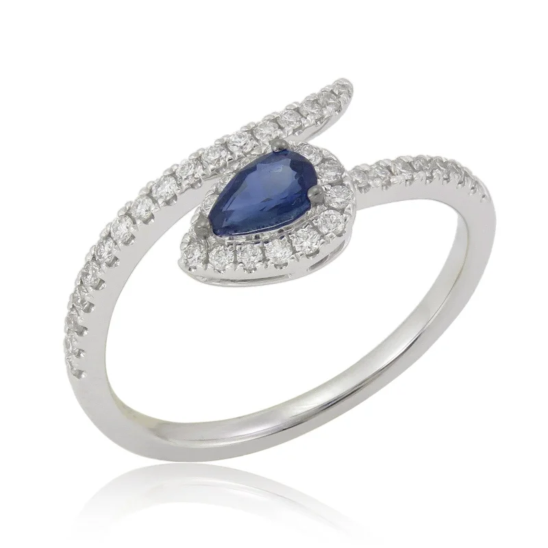 Joelle Sapphire & Diamond Ring 18K White Gold