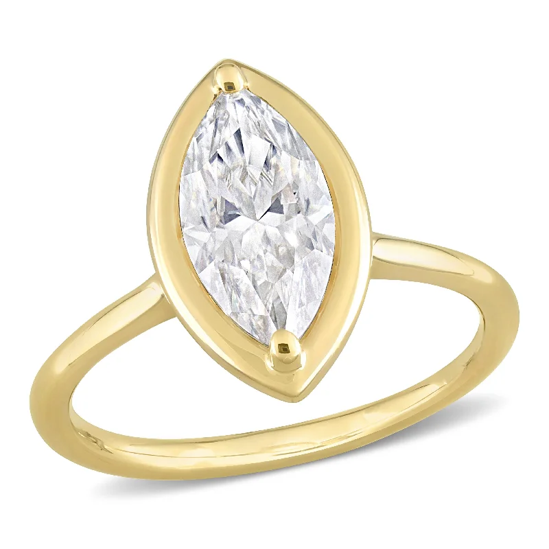 Miadora 1 1/2ct DEW Marquise Created Moissanite Engagement Ring in 10k Yellow Gold