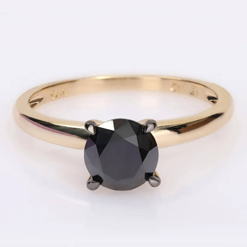 Miadora 1 1/2ct TDW Black Diamond Solitaire Engagement Ring in 14k Yellow Gold