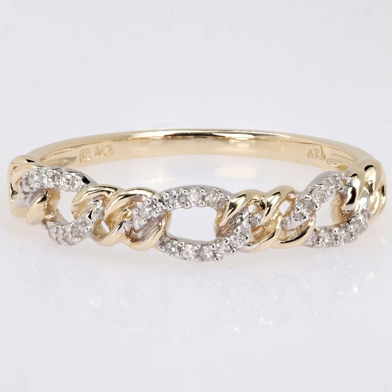 Miadora 1/10ct TDW Diamond Stackable Curb Link Ring in 14k Yellow Gold