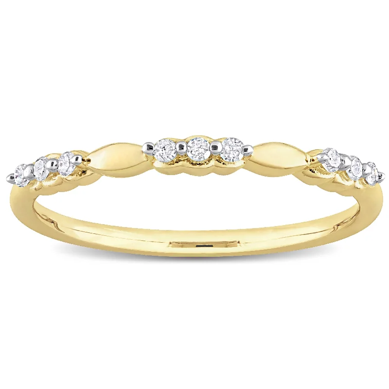 Miadora 1/10ct TDW Diamond Stacking Semi-Eternity Ring in Yellow Plated Sterling Silver