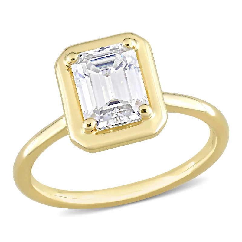 Miadora 1 3/4ct DEW Octagon Created Moissanite Engagement Ring in 10k Yellow Gold