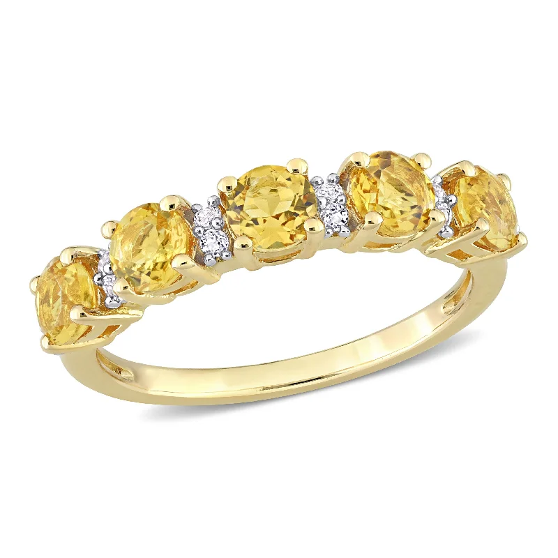 Miadora 1 3/5ct TGW Citrine and White Topaz Semi Eternity Ring in Yellow Silver