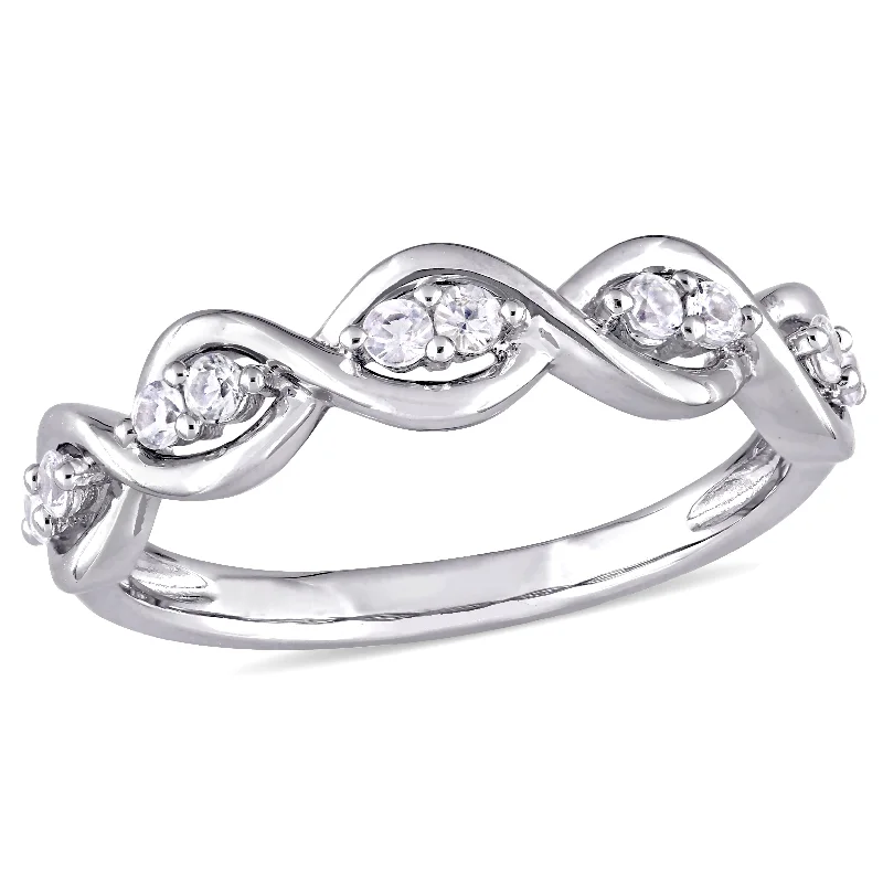 Miadora 1/3ct TGW White Sapphire Stackable Infinity Ring in 14k White Gold