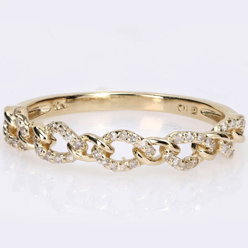 Miadora 1/6ct TDW Diamond Stackable Curb Link Ring in 10k Yellow Gold