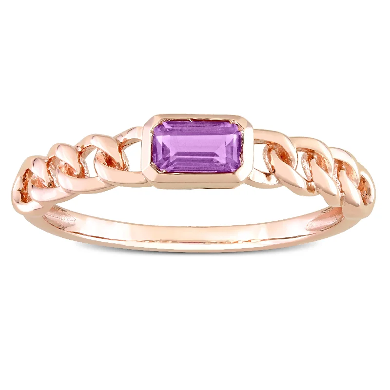 Miadora 10k Rose Gold African Amethyst Stackable Link Ring