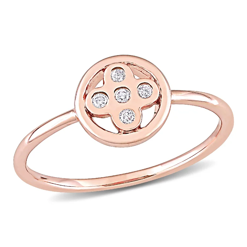 Miadora 10k Rose Gold Diamond Accent Geometric Circular Flower Ring