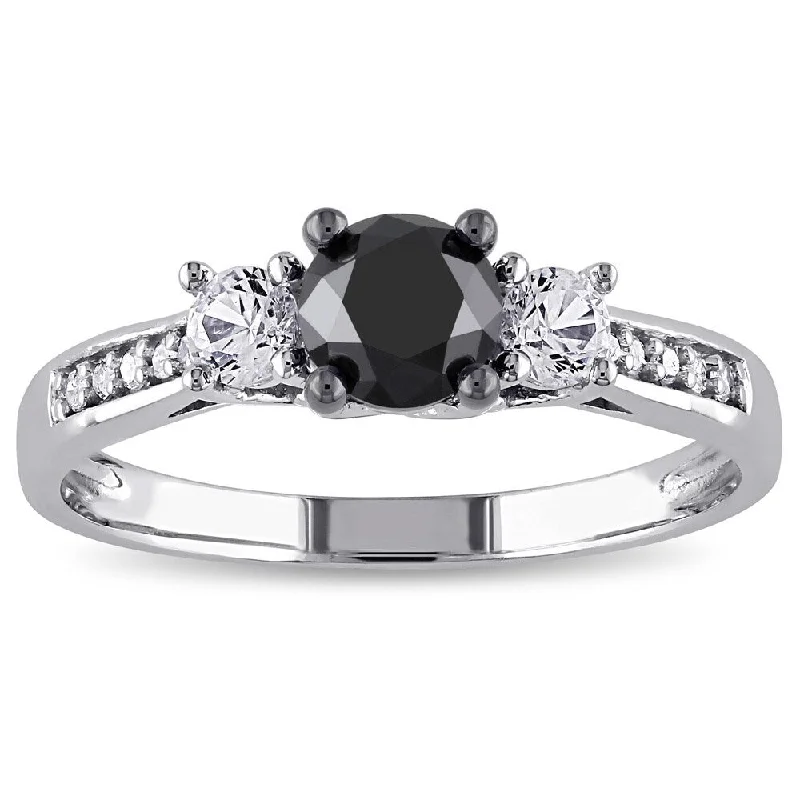 Miadora 10k White Gold 4/5ct TDW Diamond and Created White Sapphire Ring