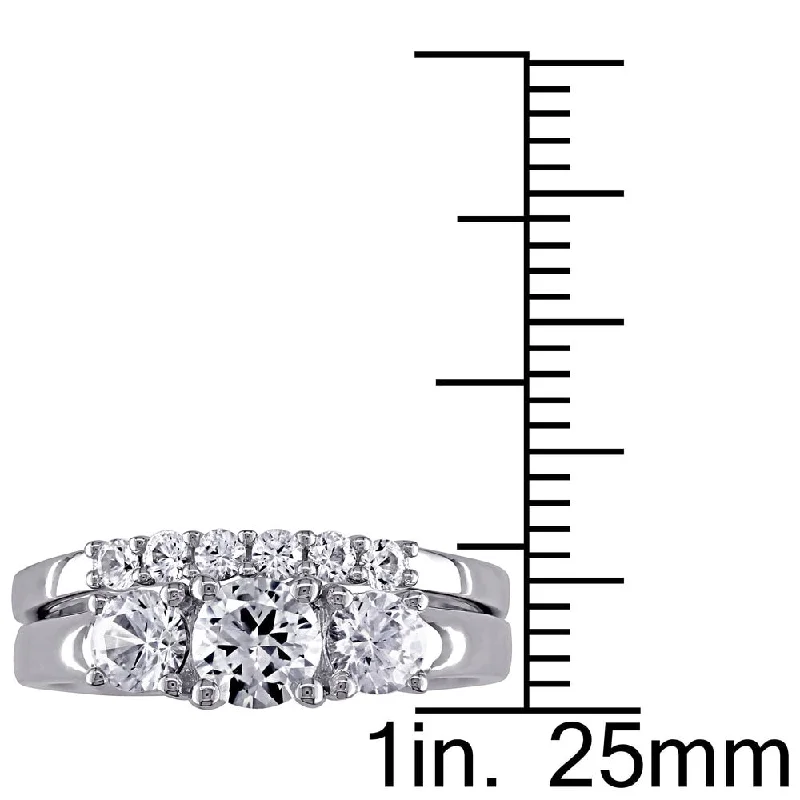 Miadora 10k White Gold Created White Sapphire Bridal Ring set