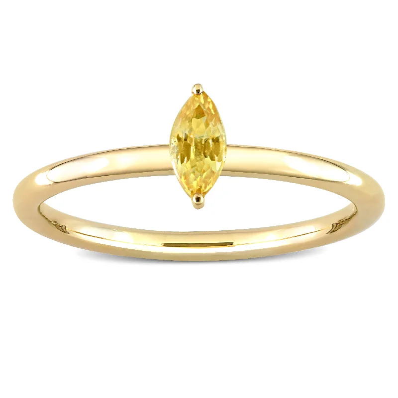 Miadora 10k Yellow Gold Yellow Sapphire Solitaire Stackable Marquise Ring