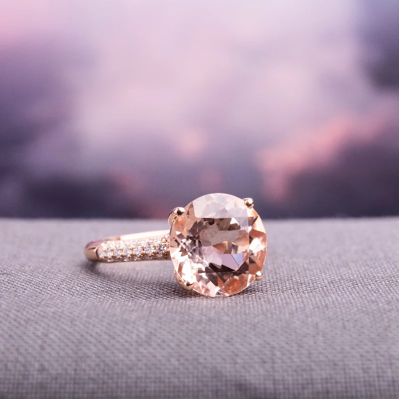 Miadora 14k Rose Gold Morganite and 1/5ct TDW Diamond Cocktail Ring (G-H, SI1-SI2) - Pink