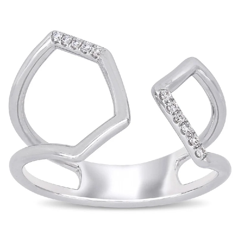 Miadora 14k White Gold Diamond-Accent Geometric Open Cuff Ring