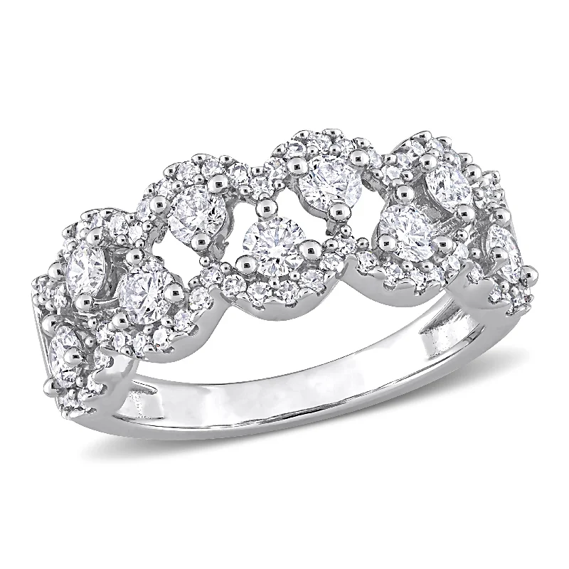 Miadora 1ct TDW Diamond Criss-Cross Anniversary Ring in 14k White Gold