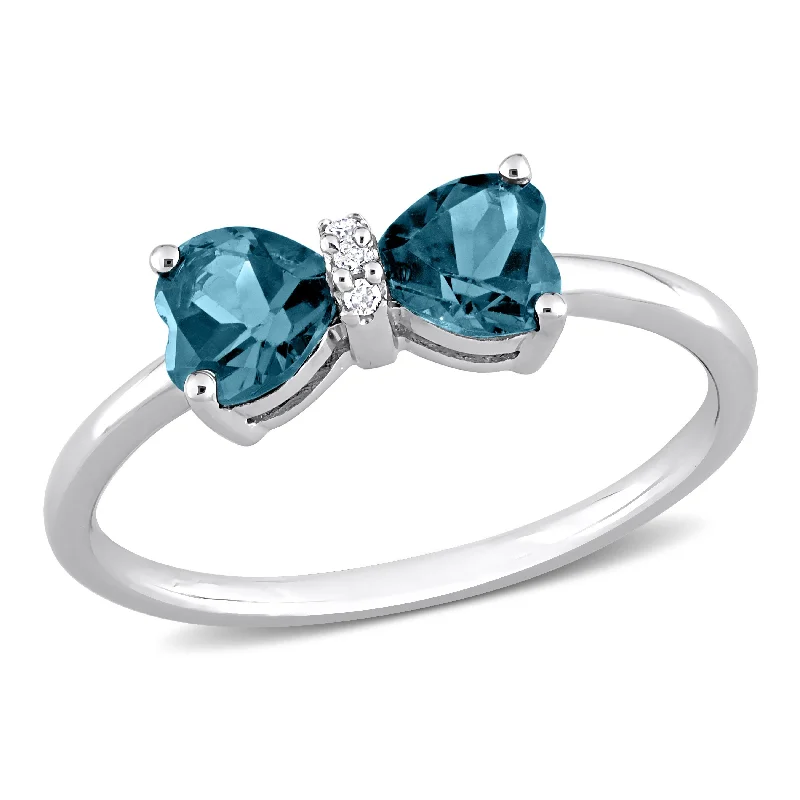 Miadora 1ct TGW London Blue Topaz and Diamond Accent Ring in 10k White Gold