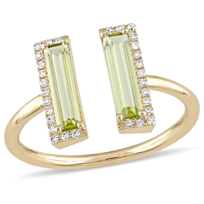 Miadora 1ct TGW Peridot and 1/10ct Diamond Open Ring in 14k Yellow Gold