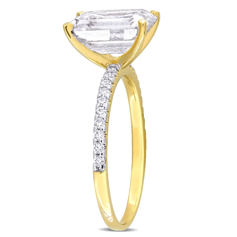 Miadora 3 1/5ct DEW Created Moissanite Engagement Ring 10k Yellow Gold