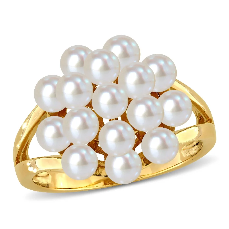 Miadora 3.5-4mm Cultured Freshwater Pearl Cluster Ring in 14k Yellow Gold