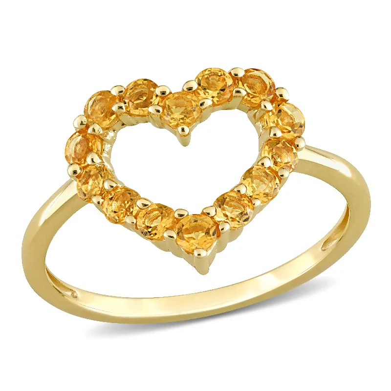 Miadora 3/5ct TGW Citrine Heart Ring in 10k Yellow Gold