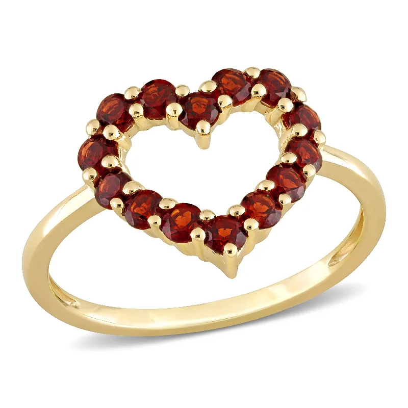 Miadora 4/5ct TGW Garnet Heart Ring in 10k Yellow Gold