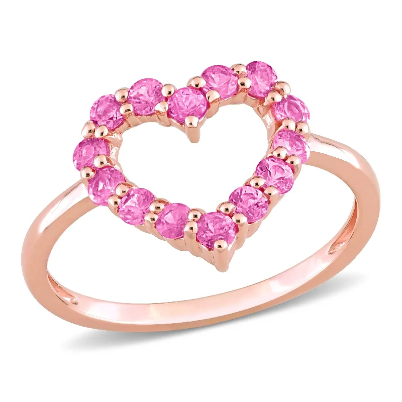 Miadora 4/5ct TGW Pink Sapphire Heart Ring in 10k Rose Gold