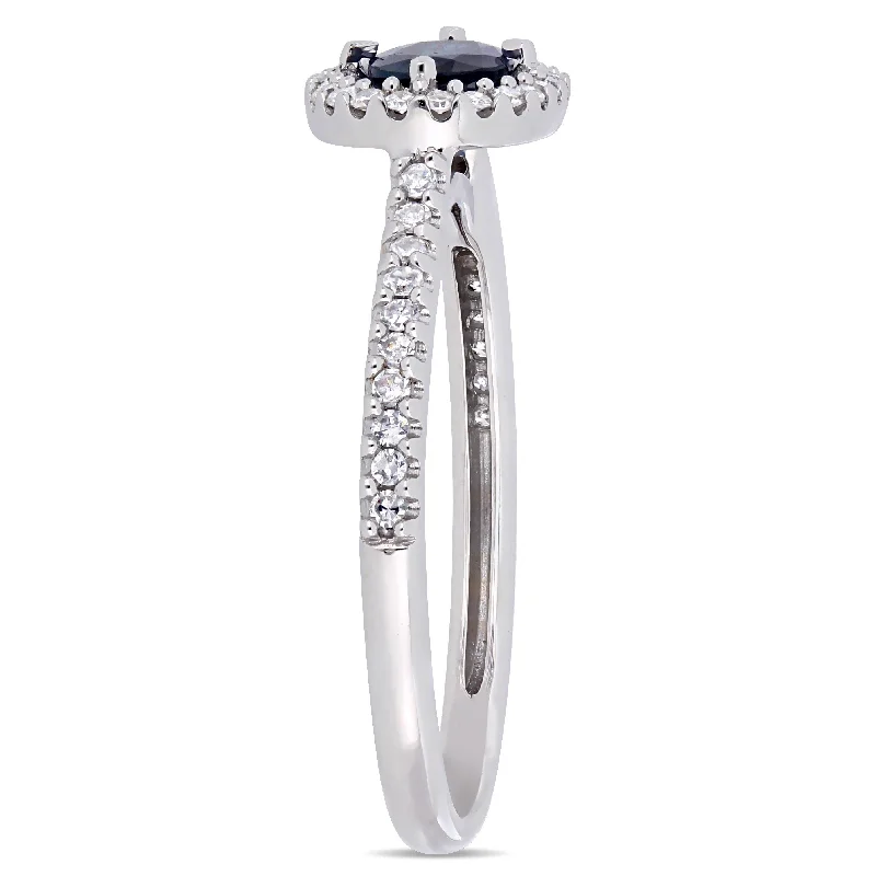 Miadora 5/8ct TGW Sapphire and 1/5ct TW Diamond Floating Halo Ring in 14k White Gold