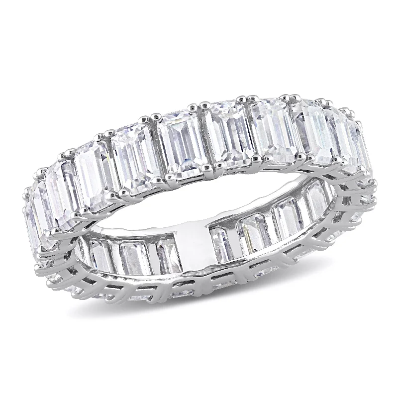 Miadora 6 3/5ct DEW Emerald Cut Created Moissanite Eternity Ring in 14k White Gold