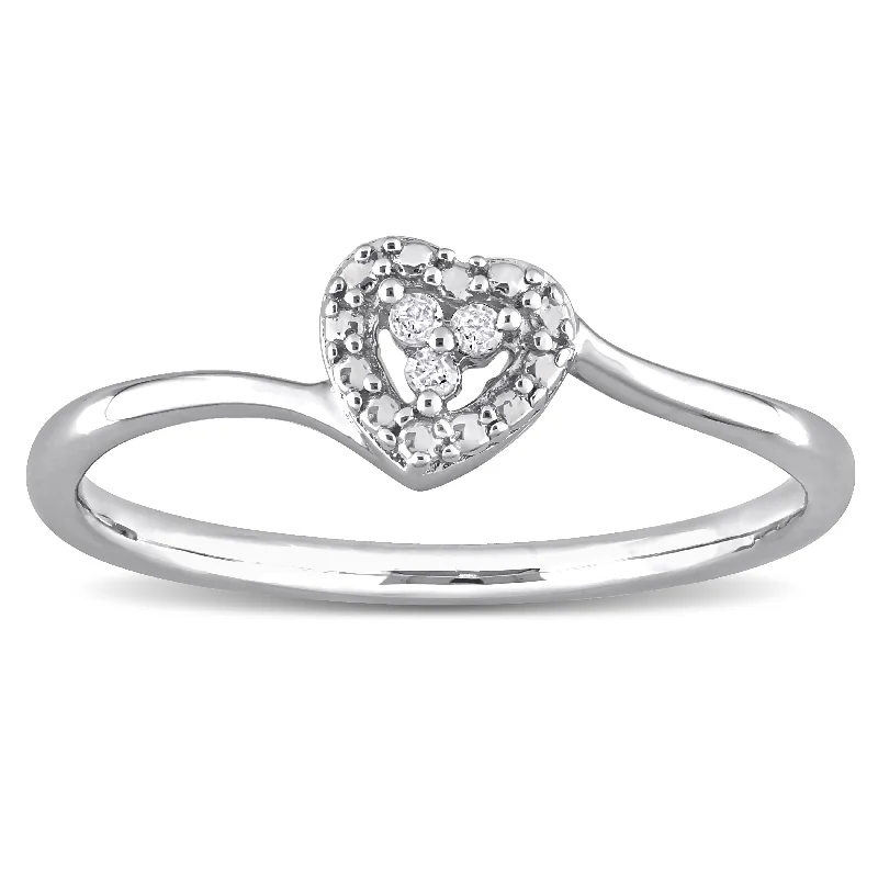 Miadora Diamond Accent Heart Promise Stacking Ring in Sterling Silver