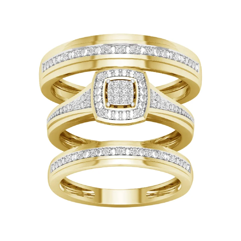 10K 0.10CT Diamond TRIO SET