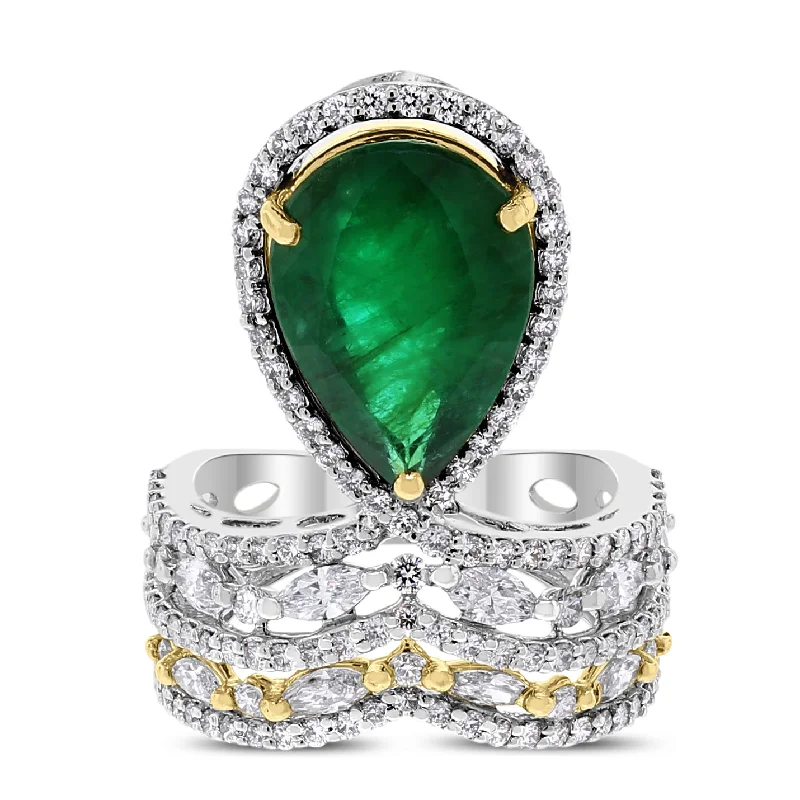 Beauvince Danya Emerald & Diamond Ring (6.83 cts Emerald & Diamonds) in Gold