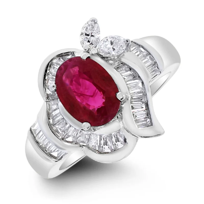 Beauvince Bailey Ring (2.48 ct Diamonds & Rubies) in White Gold