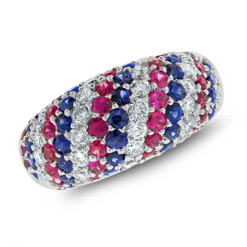 Beauvince Cynthia Diamond & Gemstone Band (2.52 ct Gemstones) in White Gold