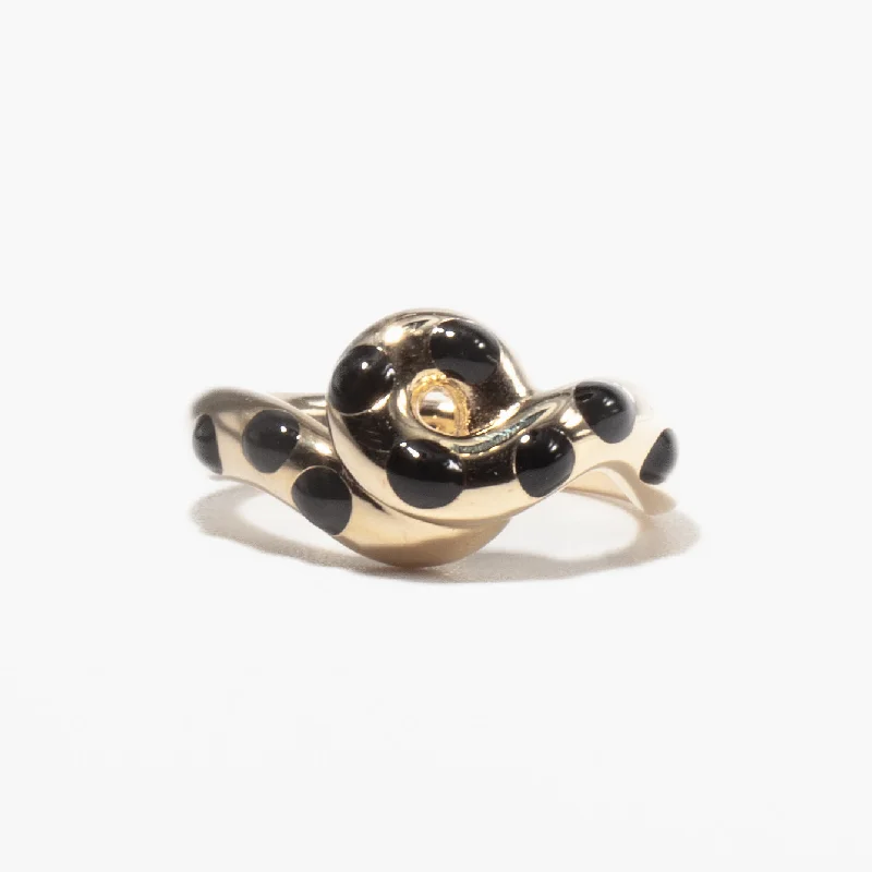 Black Enamel Chunky Wave Ring