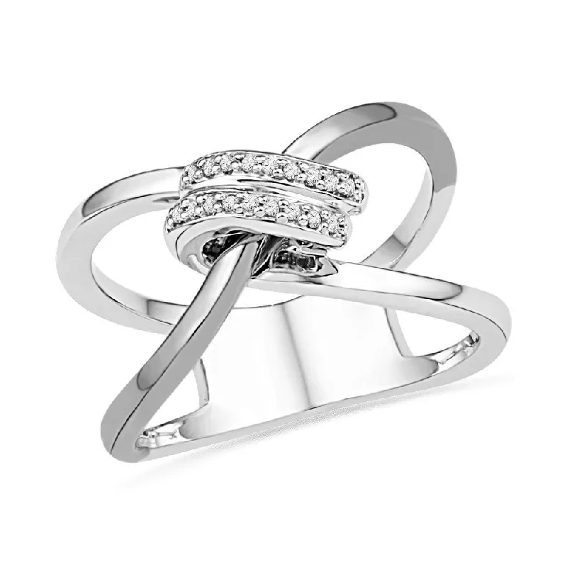 Diamond Knot Fashion Ring, Silver or White Gold