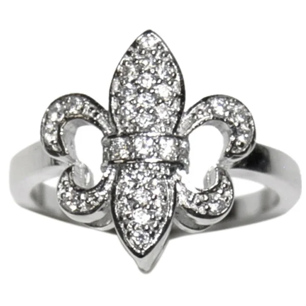 Fleur de Lis CZ Ring