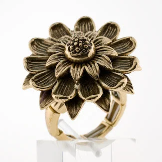 Flower Blossom Bronze Stretch Ring