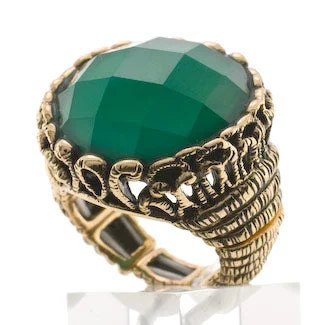 Green Onyx Gypsy Queen Bronze Ring