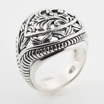 Hidden Garden Bronze Silver Floral Ring