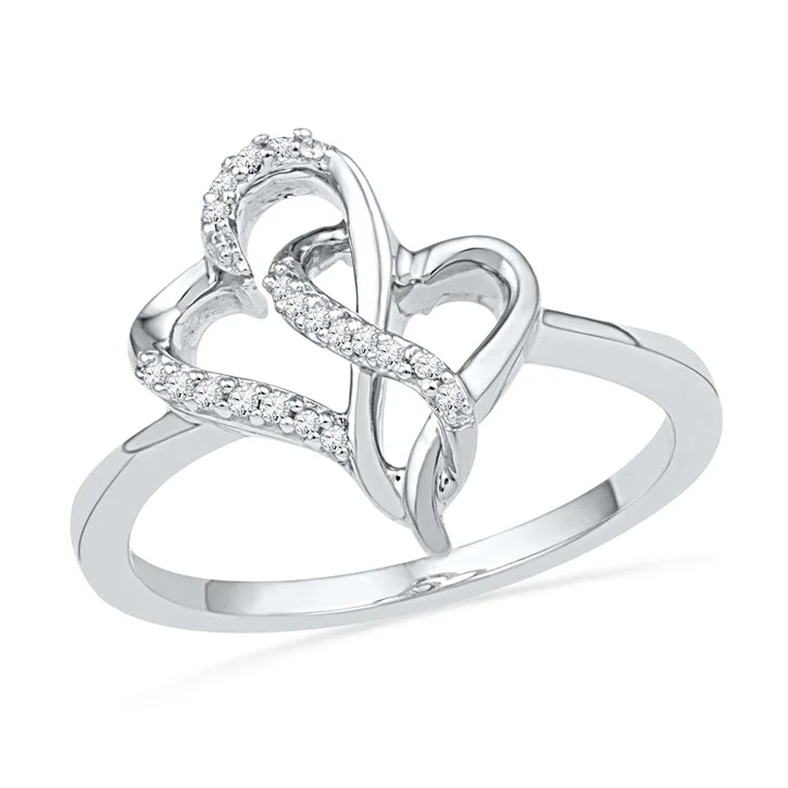 Intertwined Hearts Ring Promise Ring, Silver or Gold