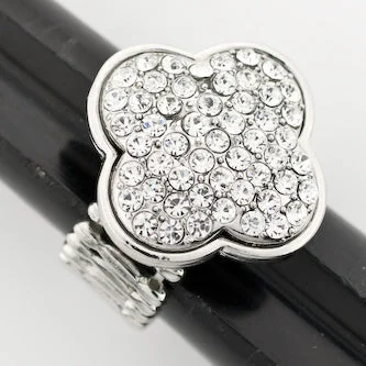 Pave CZ Clover Stretchy Ring