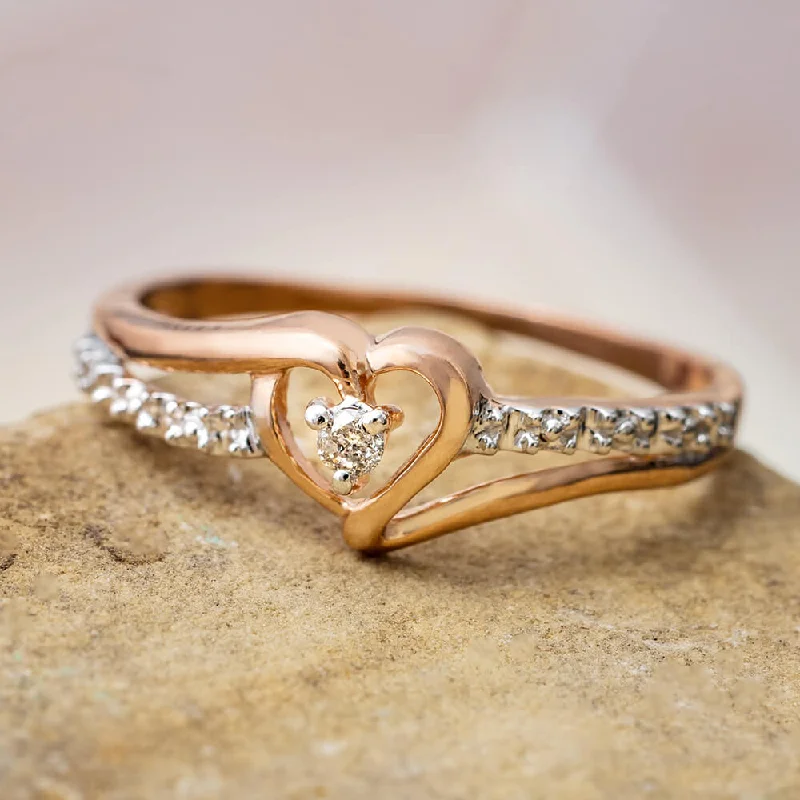 Rose Gold Diamond Heart Promise Ring