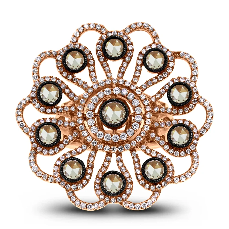 Beauvince Flora Diamond Ring (2.11 ct Diamonds) in Rose Gold