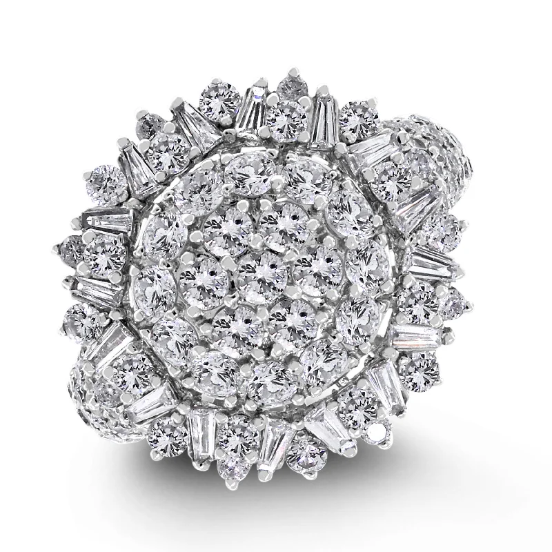 Sun Burst Diamond Ring (2.57 ct Diamonds) in White Gold