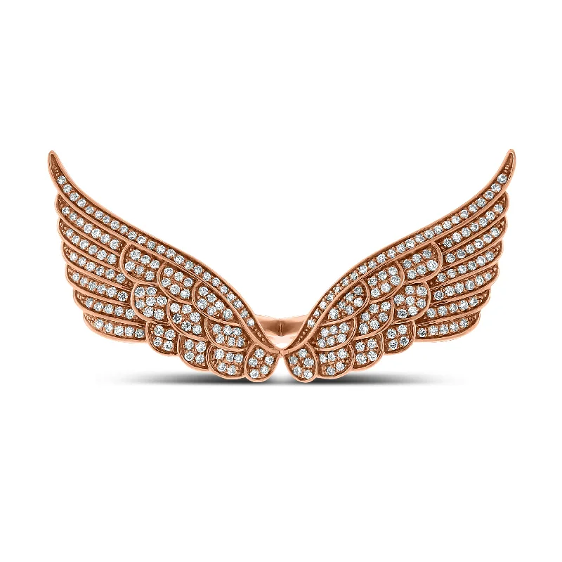 Beauvince 2 Finger Wings Diamond Ring (0.86 ct Diamonds) in Rose Gold