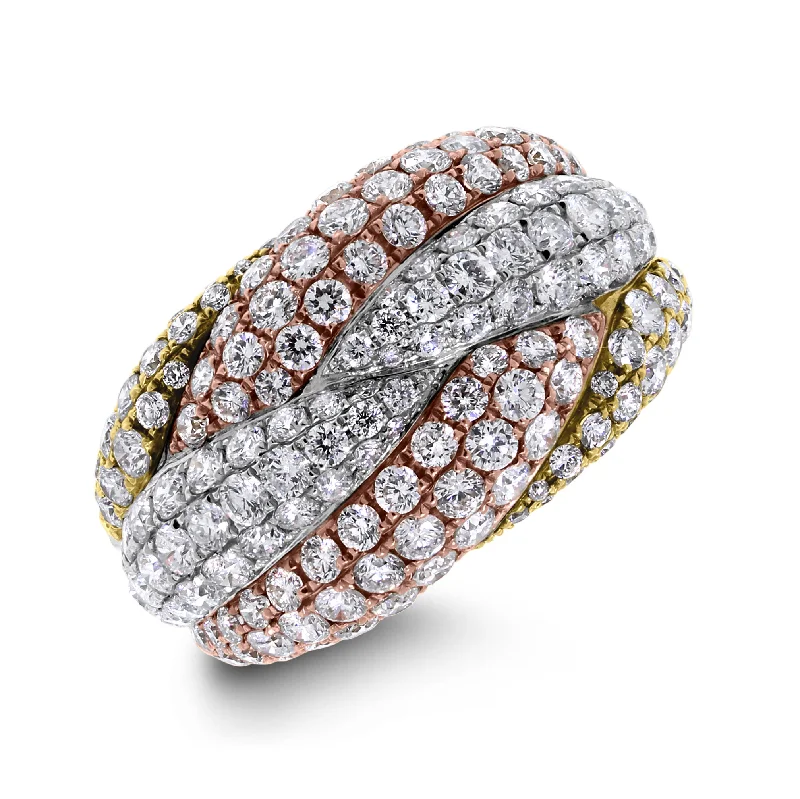 Sophie Diamond Band (3.05 ct Diamonds) in Tri-Color Gold