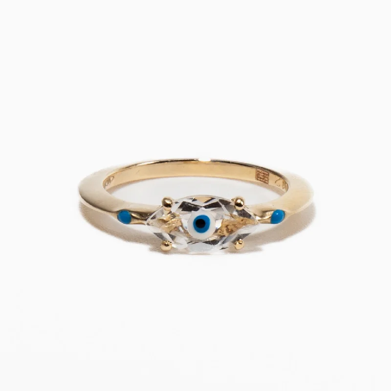 Rock Crystal Big Eye Ring